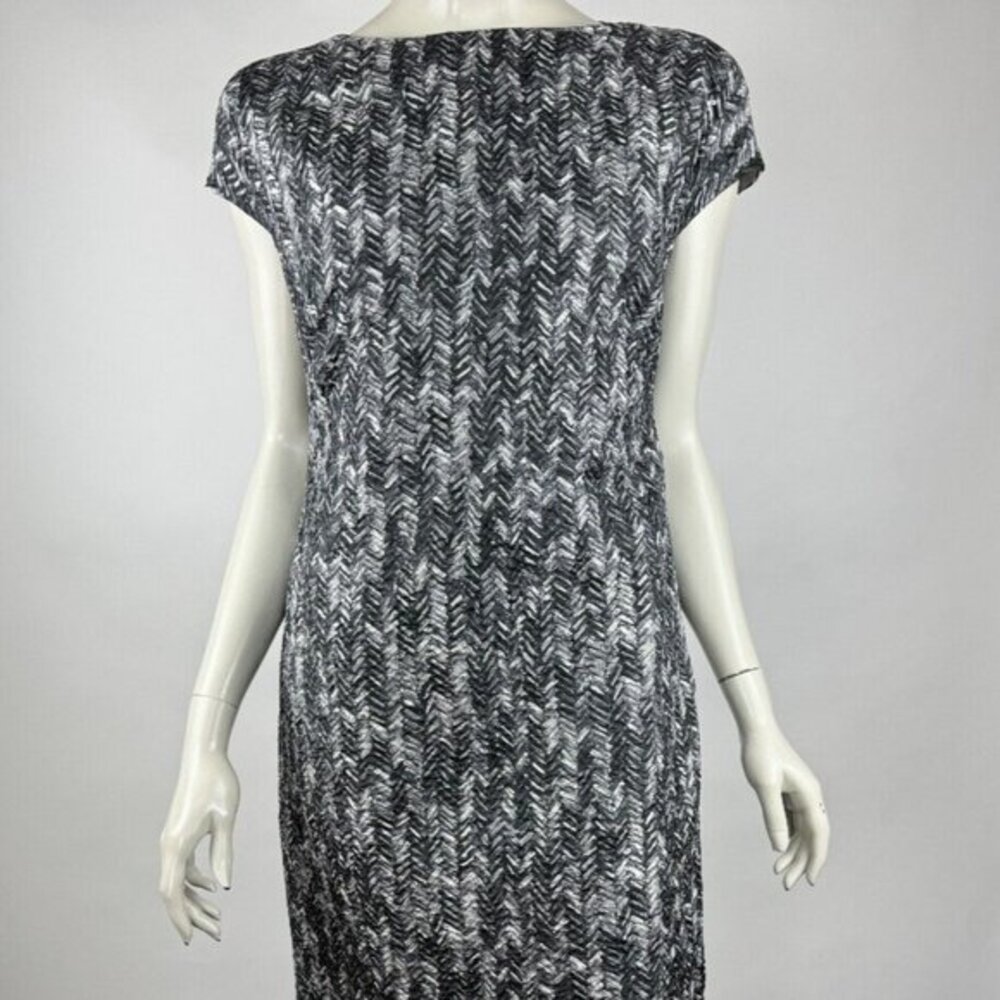 Escada Silk Sheath Dress Boat Neck Women 42 EUC Short Sleeve Lined Lightweight